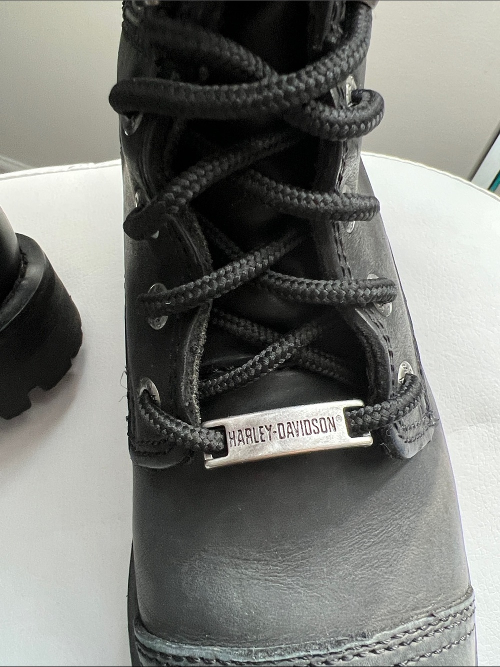 Harley Davidson Women’s Black LeatherTall Lace-Up Women's Combat Boots size 7.5. - Picture 6 of 9